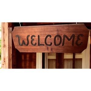 HAND MADE ENGRAVED WOODEN Hanging WELCOME SIGN Large 24” X 9” Rustic FAST SHIP